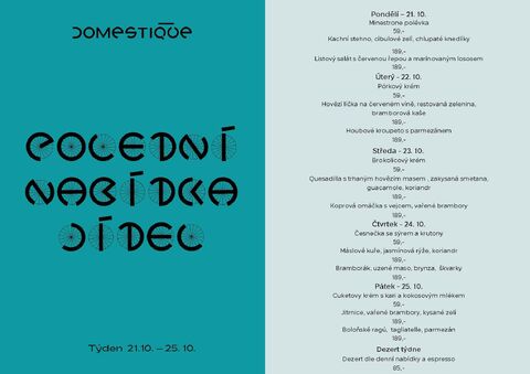 Tento týden v Domestique - Polední menu 21.10 - 25.10.