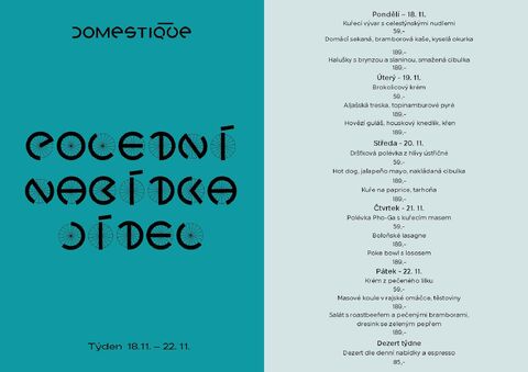 Tento týden v Domestique - Polední menu 18.11 - 22.11.