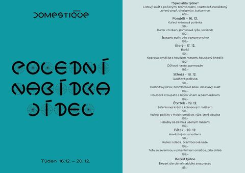 Tento týden v Domestique - Polední menu 16.12 - 20.12.