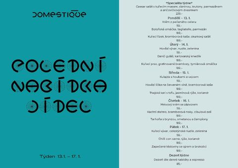 Tento týden v Domestique - Polední menu 13.1 - 17.1.