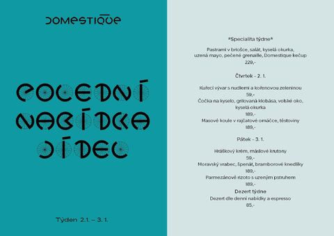 Tento týden v Domestique - Polední menu 2.1 - 3.1.