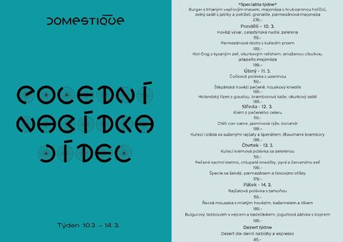 Tento týden v Domestique - Polední menu 10.3. - 14.3.